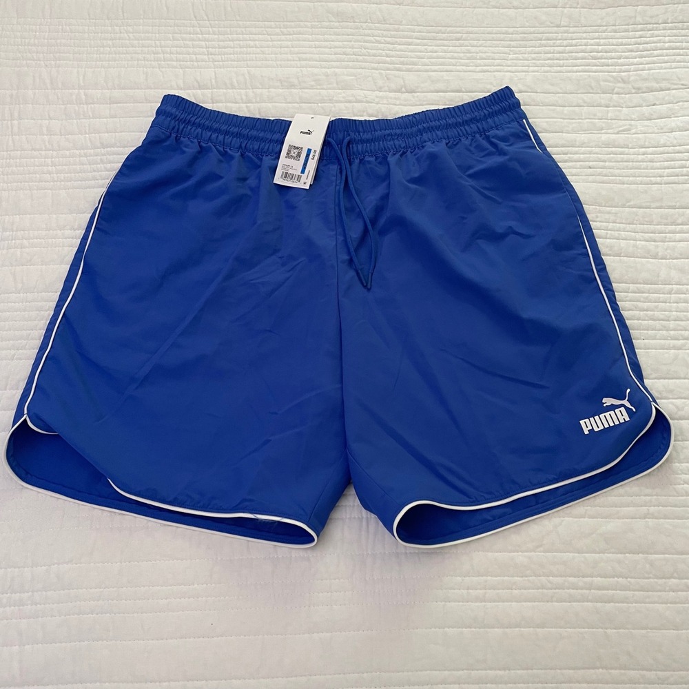 Puma Mens XL Blue Athletic Gym Shorts White Piping Logo 691497 13 NWT